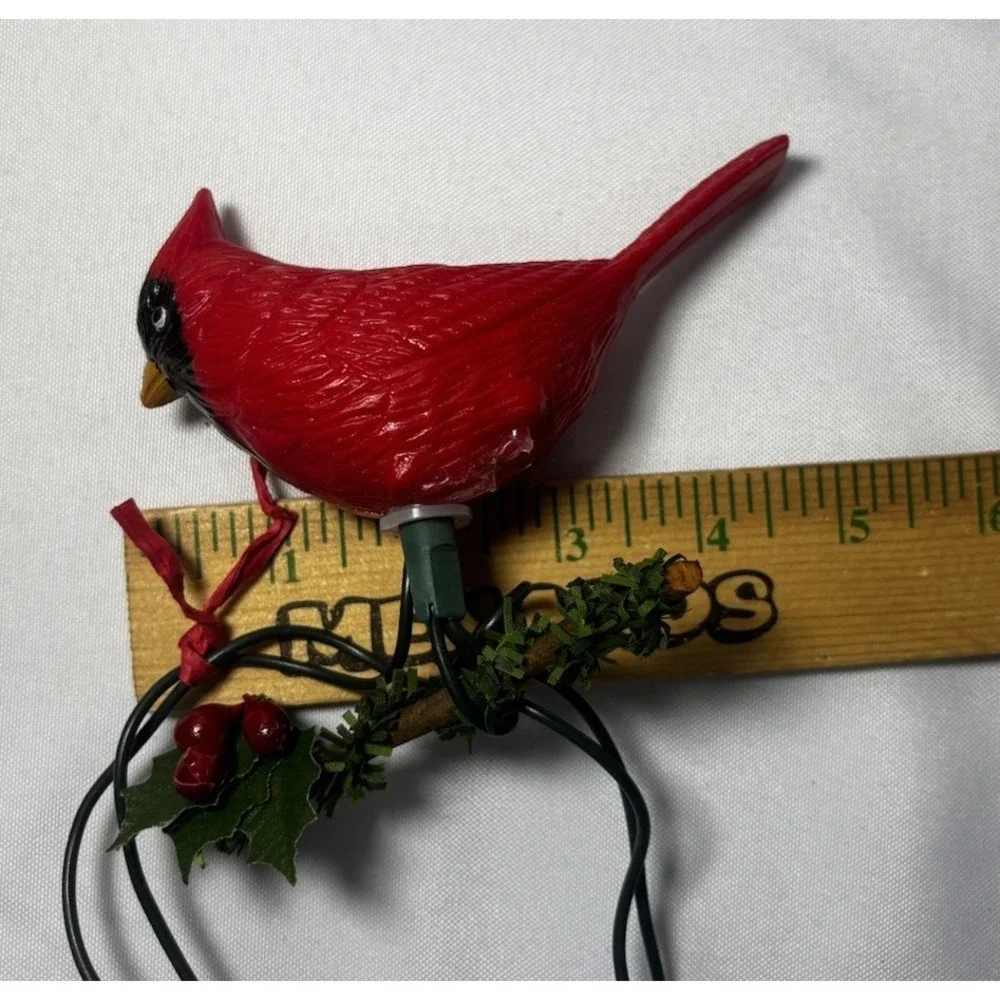 ❤️Vtg Red Cardinal Christmas Blow Mold Holiday Lights Indoor String Of‎ 5 In Box